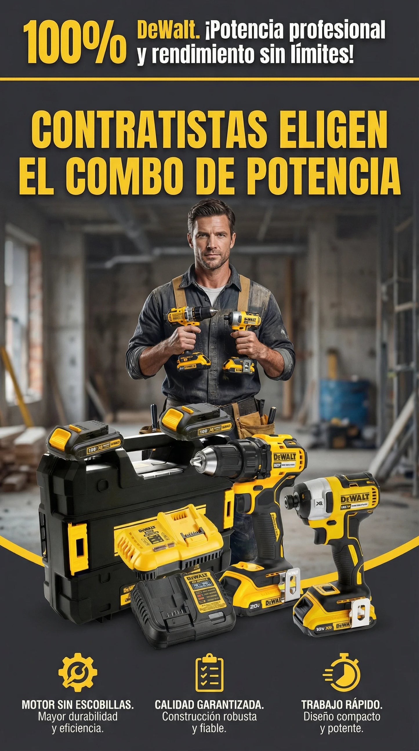 Kit DeWalt: Taladro + Pistola de Impacto