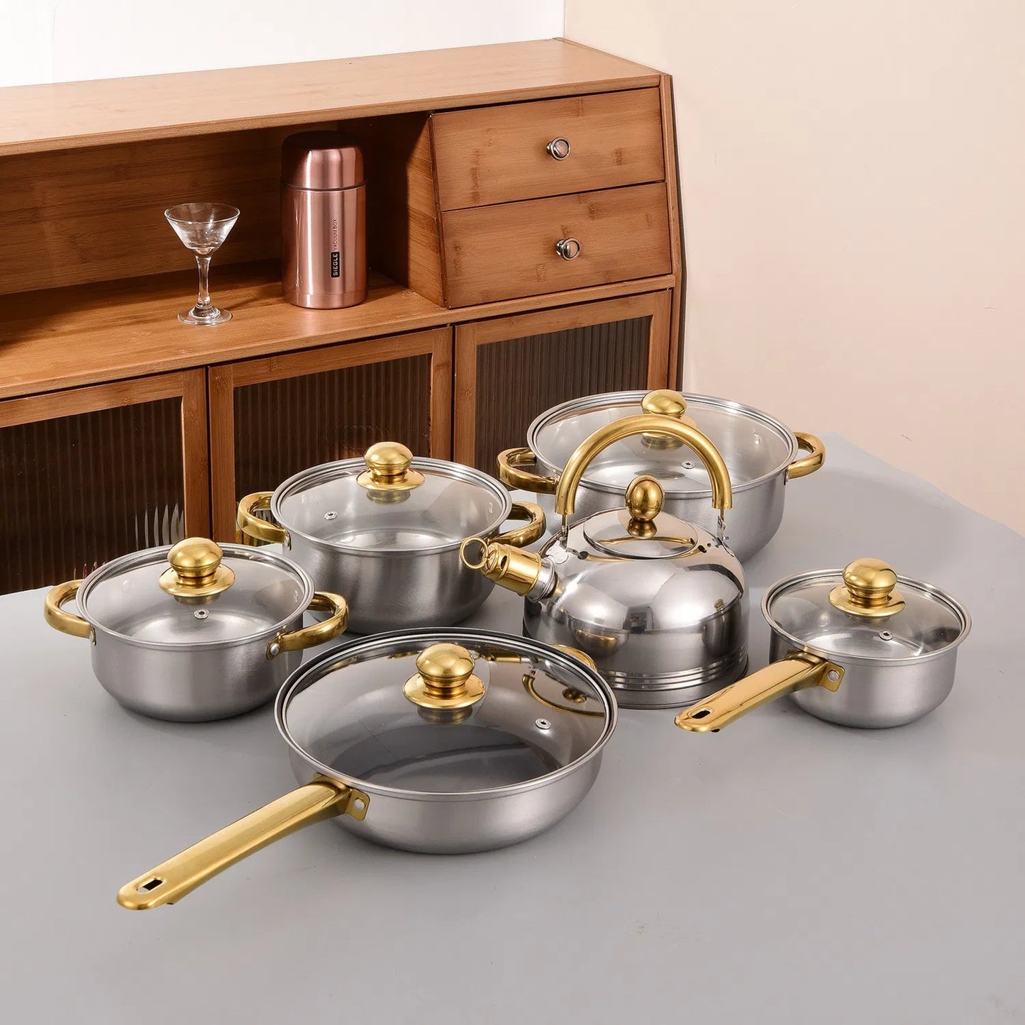 Set de 6 Ollas CoockWare Acero Inoxidable