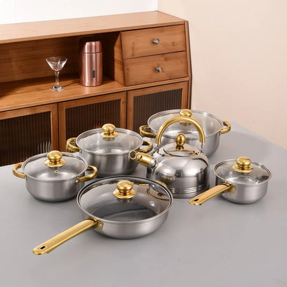 Set de 6 Ollas CoockWare Acero Inoxidable