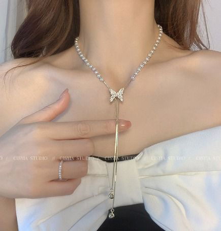 Collar Mariposa con Perlas