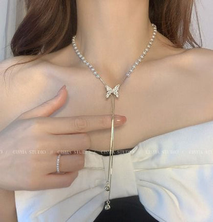 Collar Mariposa con Perlas