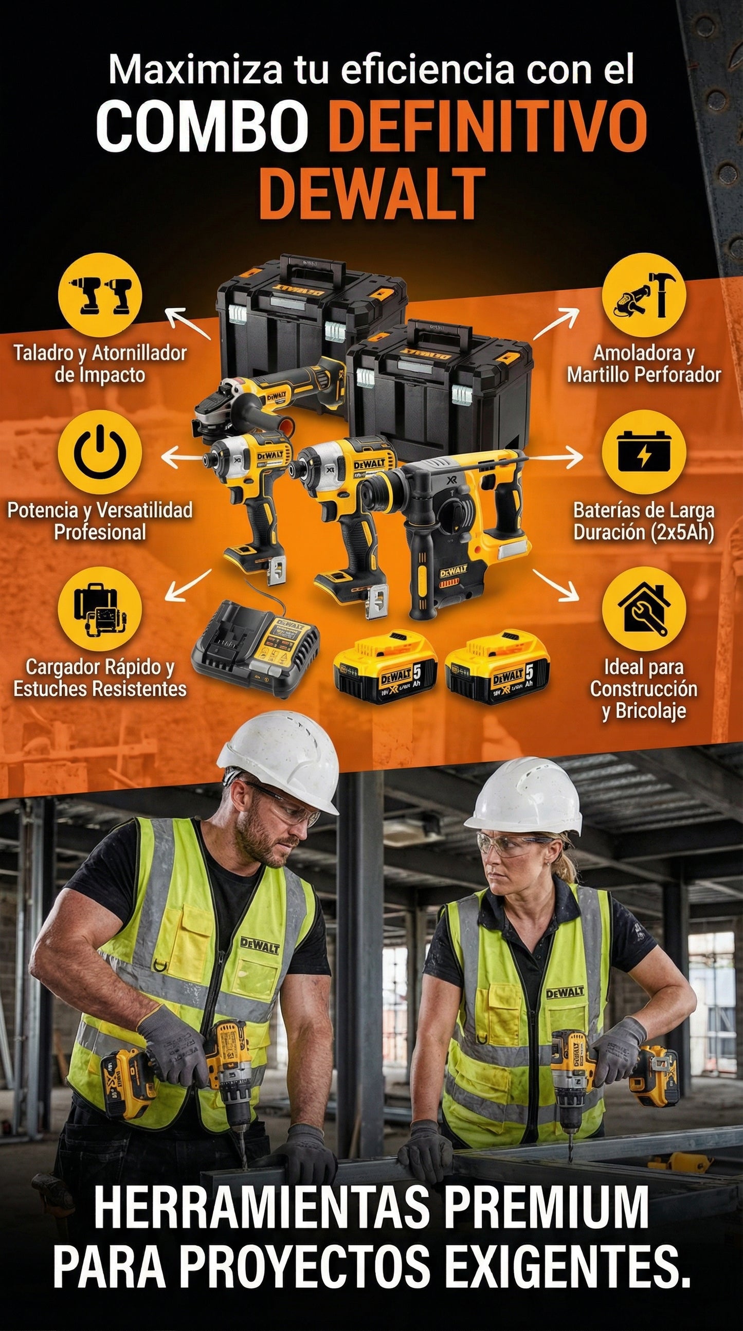 Combo DeWalt® 4 Herramientas | Lleva 1 Set de Brocas GRATIS