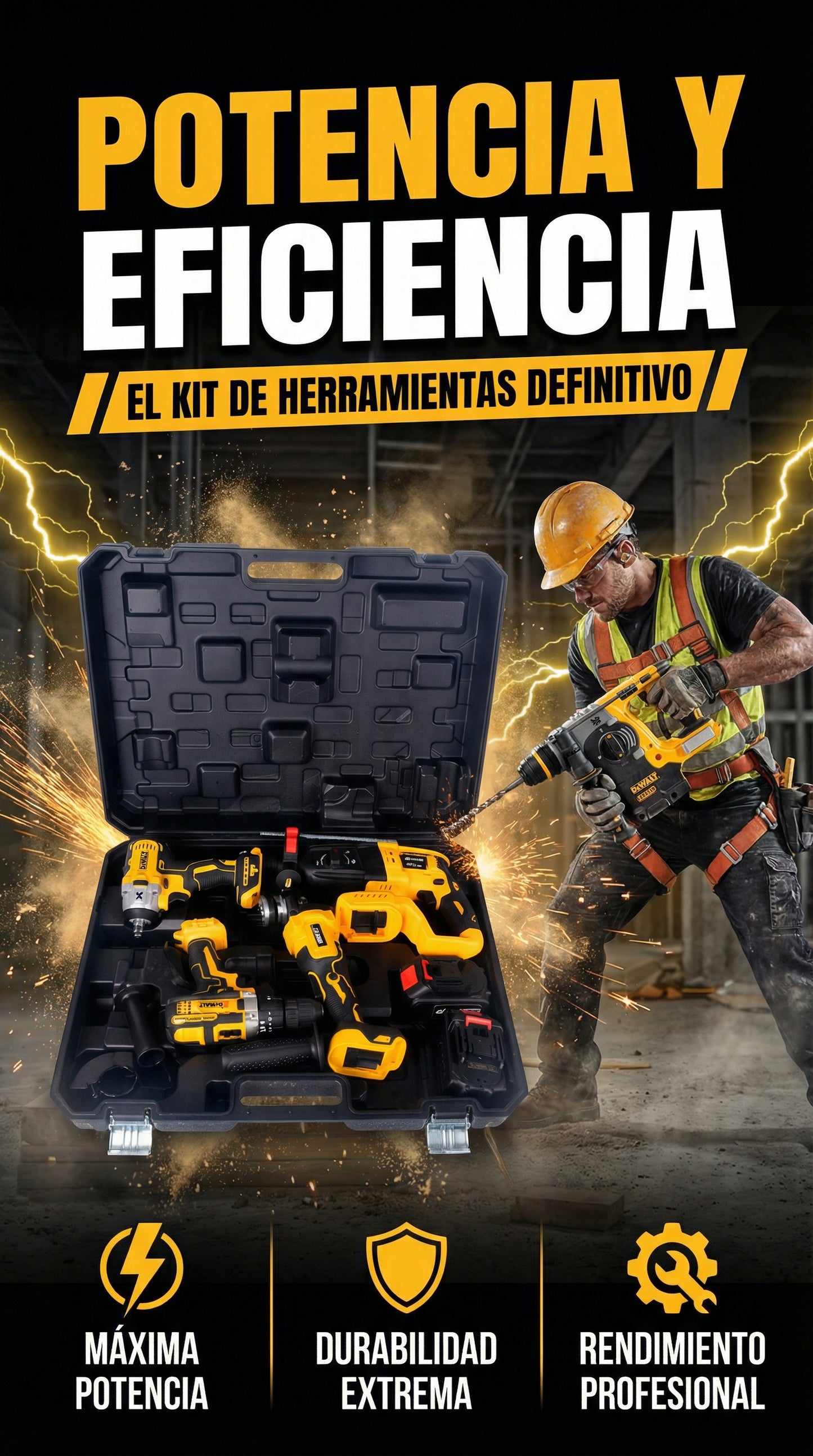 Combo DeWalt® 4 Herramientas | Lleva 1 Set de Brocas GRATIS