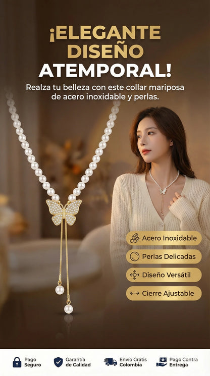 Collar Mariposa con Perlas
