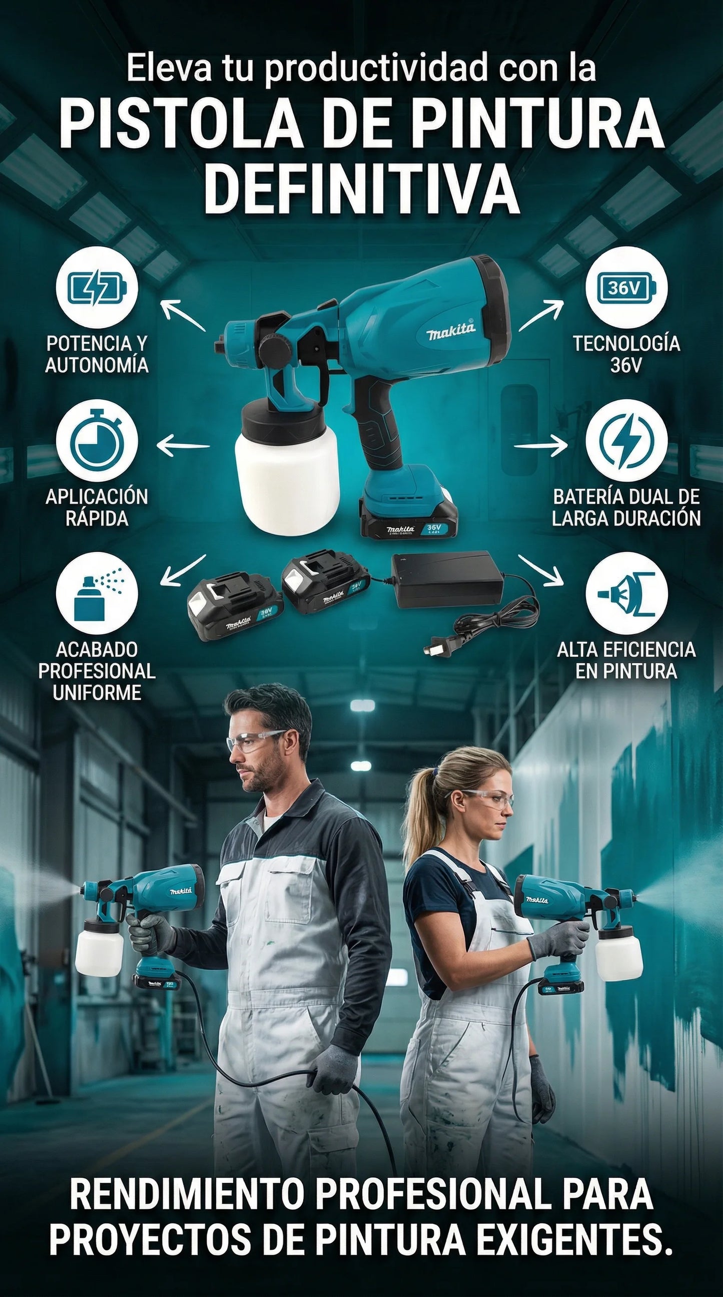 Pistola de Pintura Inalambrica Makita