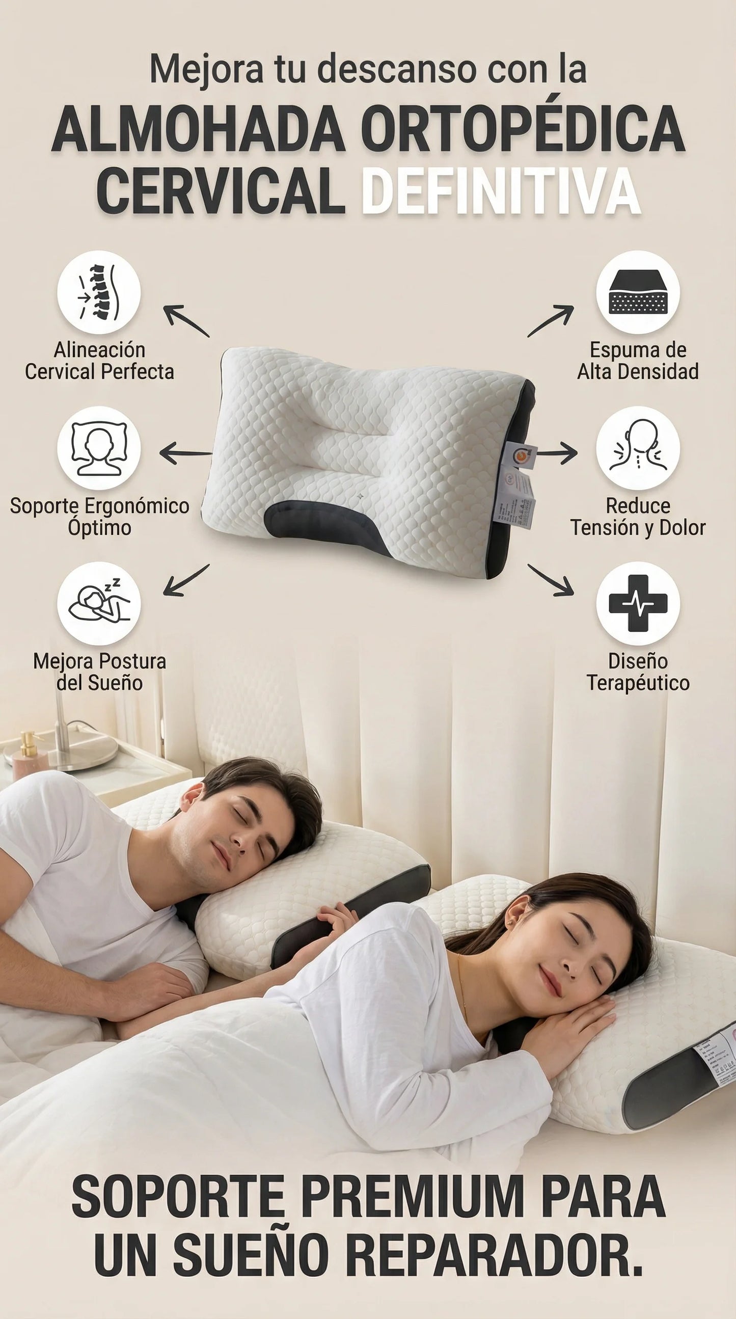 SleepConfort Almohada Ortopedica Compra 1 Lleva 1 GRATIS🎁