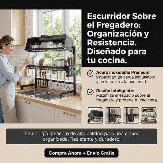 Escurridor de Platos de Acero Inoxidable 2 Niveles