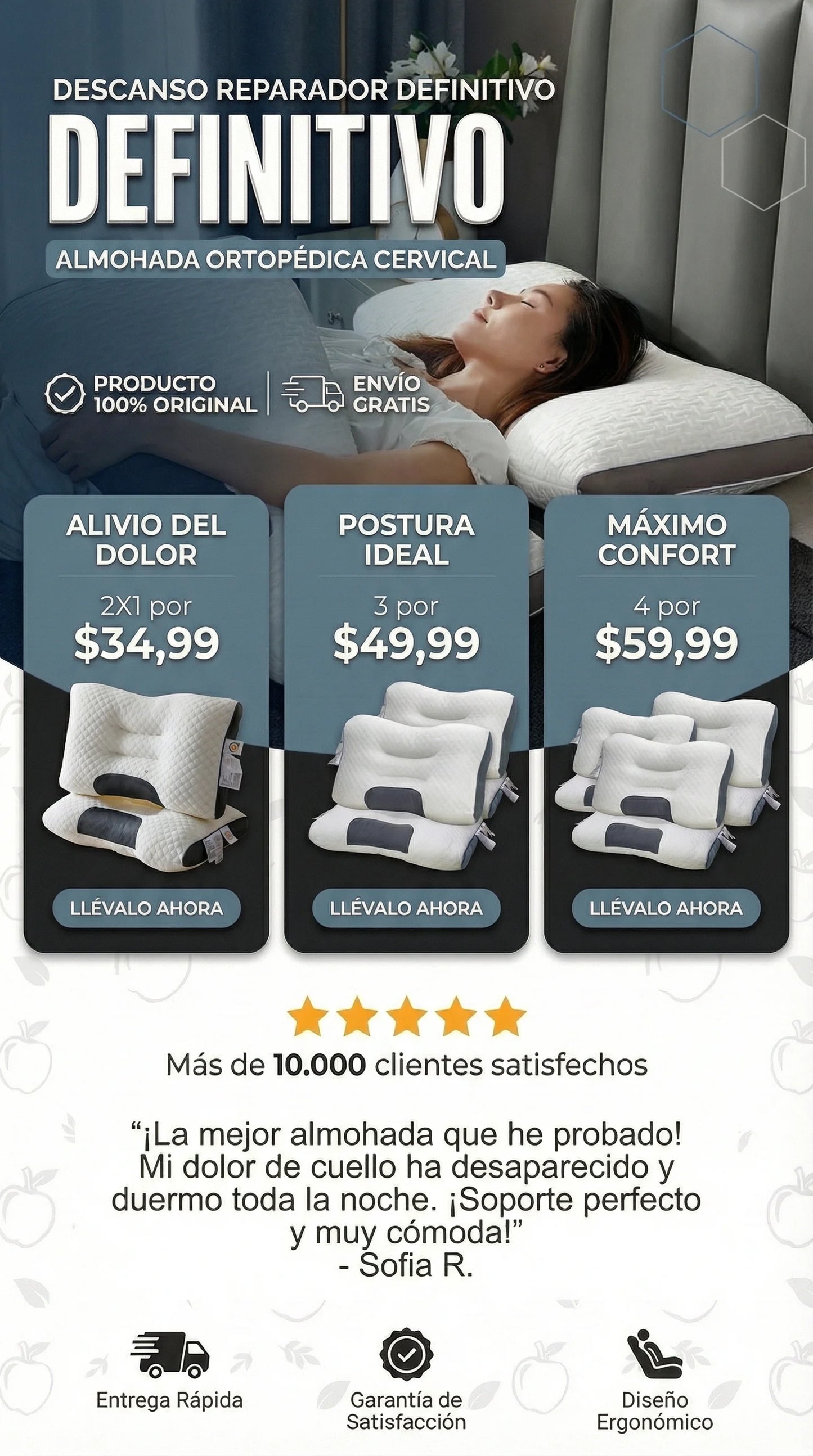 SleepConfort Almohada Ortopedica Compra 1 Lleva 1 GRATIS🎁